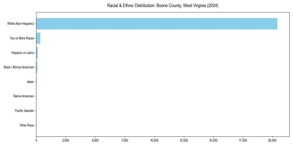 Bar chart showing racial distribution in  for 2024