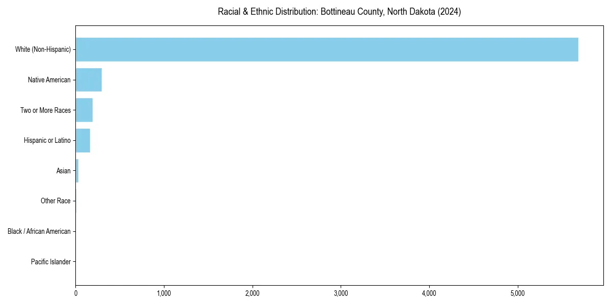 Bar chart showing racial distribution in  for 2024