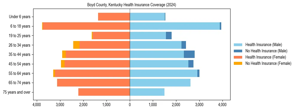 Health insurance pyramid for Boyd County, Kentucky