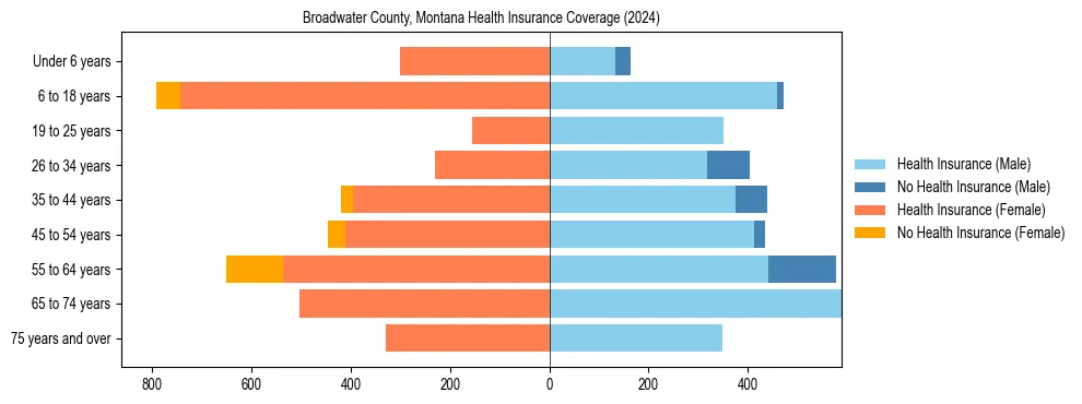 Health insurance pyramid for Broadwater County, Montana