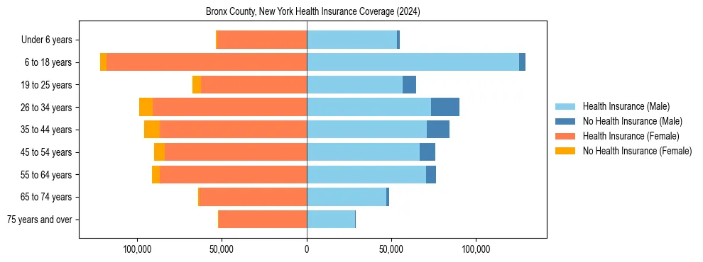 Health insurance pyramid for Bronx County, New York
