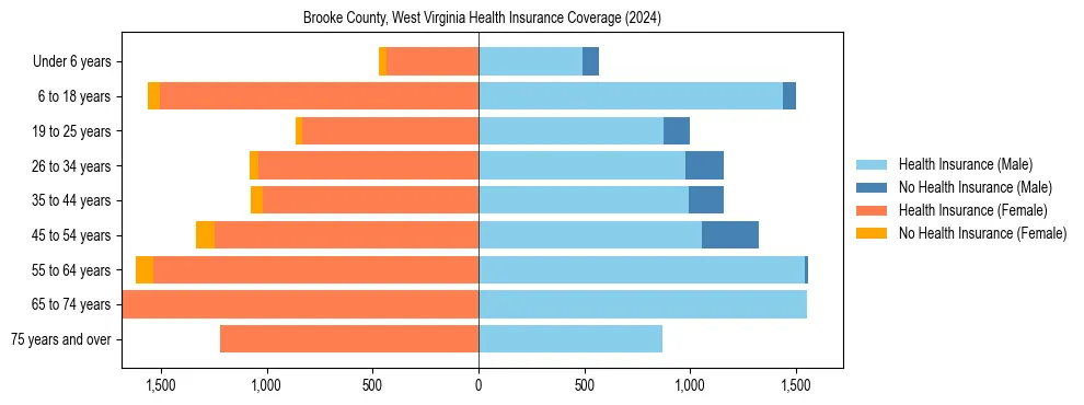 Health insurance pyramid for Brooke County, West Virginia