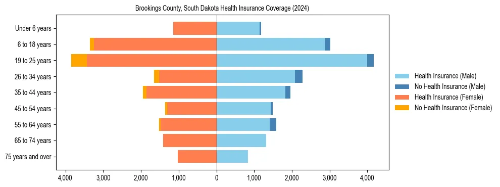 Health insurance pyramid for Brookings County, South Dakota
