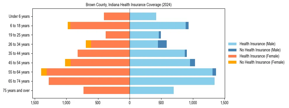 Health insurance pyramid for Brown County, Indiana