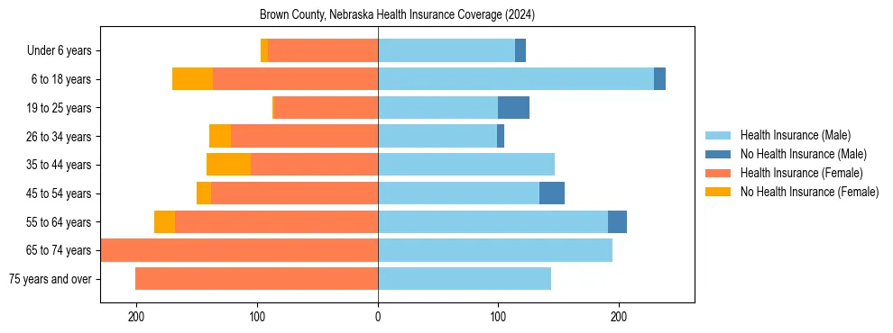 Health insurance pyramid for Brown County, Nebraska