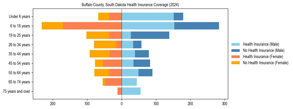 Health insurance pyramid for Buffalo County, South Dakota