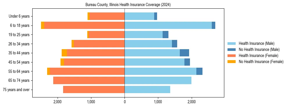 Health insurance pyramid for Bureau County, Illinois