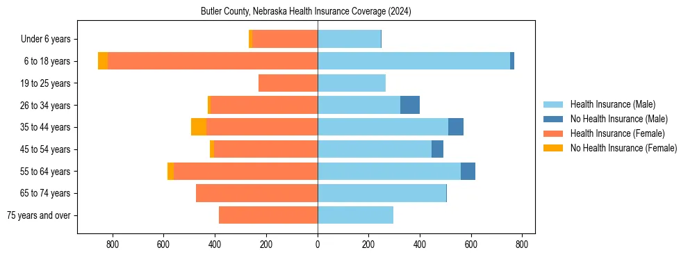 Health insurance pyramid for Butler County, Nebraska
