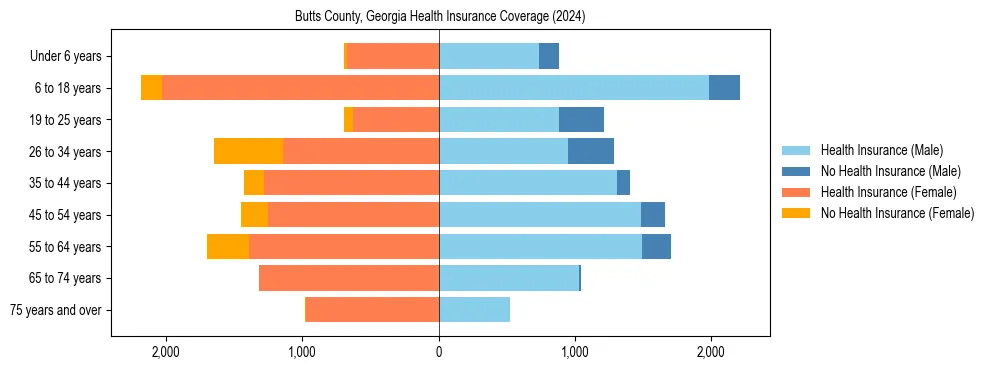 Health insurance pyramid for Butts County, Georgia