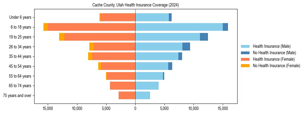 Health insurance pyramid for Cache County, Utah
