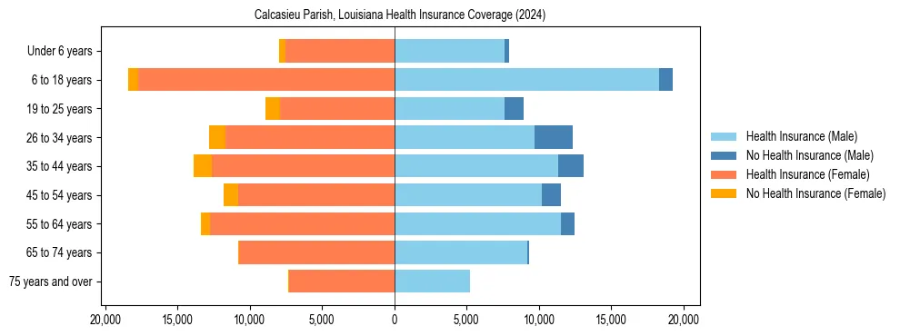 Health insurance pyramid for Calcasieu Parish, Louisiana