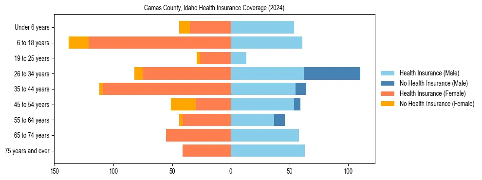 Health insurance pyramid for Camas County, Idaho
