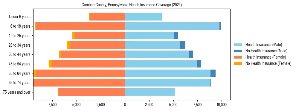 Health insurance pyramid for Cambria County, Pennsylvania