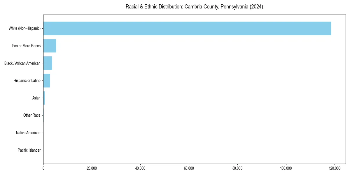 Bar chart showing racial distribution in  for 2024