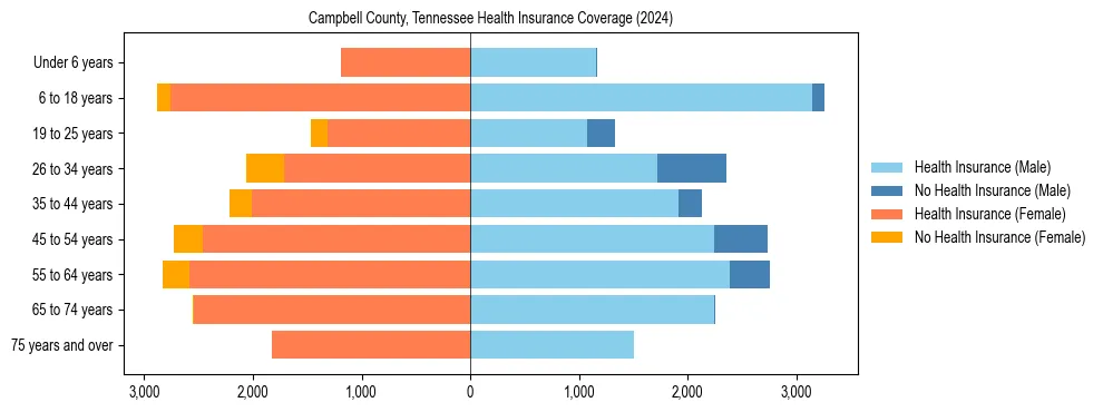 Health insurance pyramid for Campbell County, Tennessee