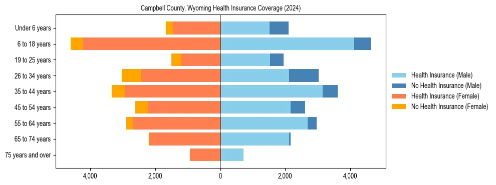 Health insurance pyramid for Campbell County, Wyoming