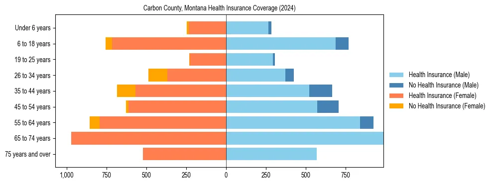 Health insurance pyramid for Carbon County, Montana