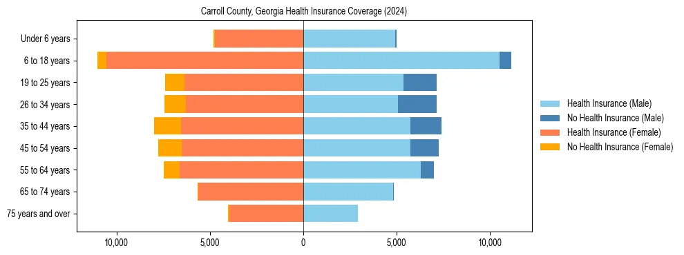 Health insurance pyramid for Carroll County, Georgia