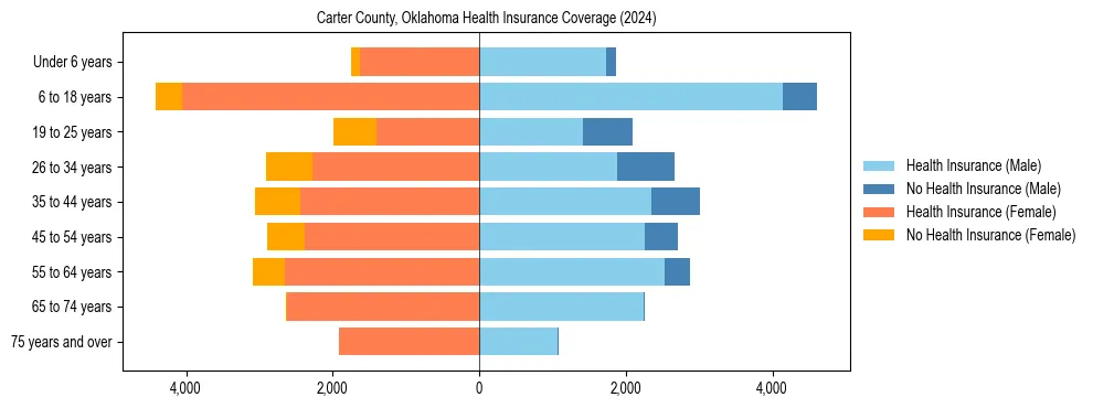 Health insurance pyramid for Carter County, Oklahoma