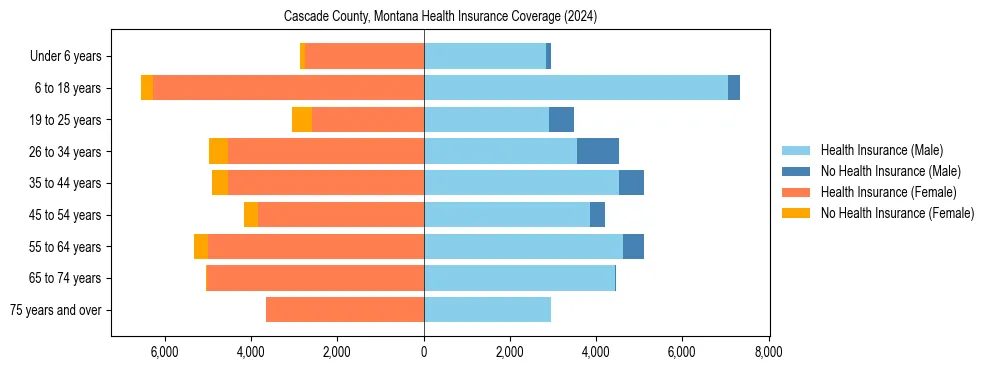 Health insurance pyramid for Cascade County, Montana