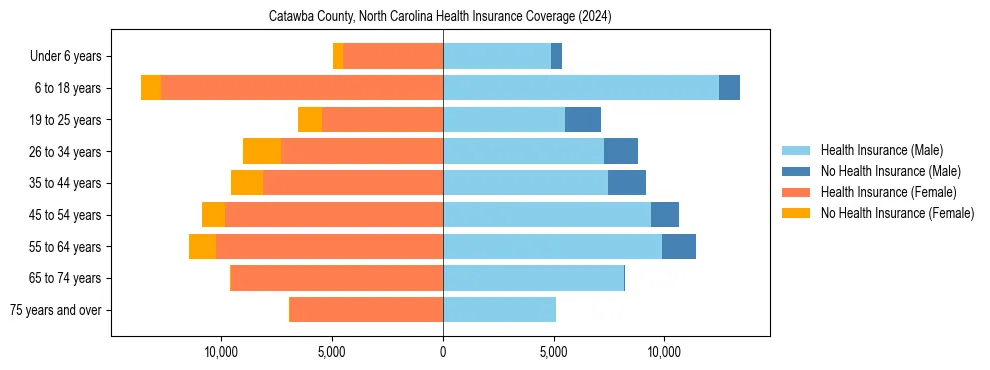 Health insurance pyramid for Catawba County, North Carolina