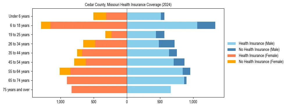 Health insurance pyramid for Cedar County, Missouri