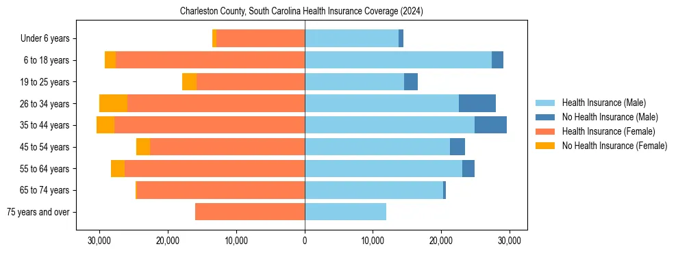 Health insurance pyramid for Charleston County, South Carolina
