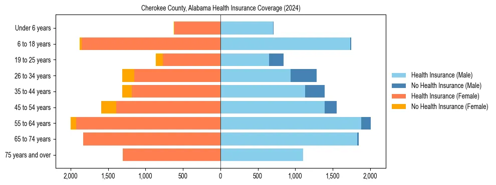 Health insurance pyramid for Cherokee County, Alabama