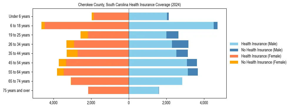 Health insurance pyramid for Cherokee County, South Carolina