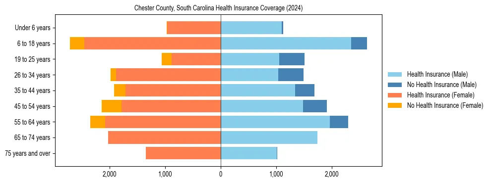 Health insurance pyramid for Chester County, South Carolina