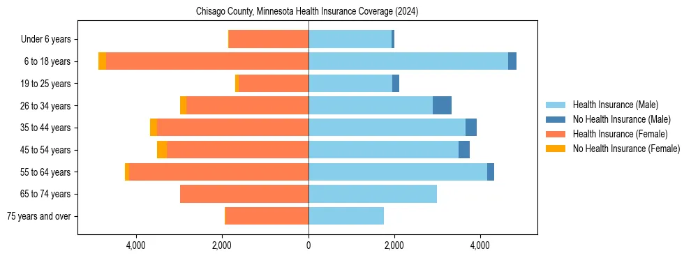 Health insurance pyramid for Chisago County, Minnesota