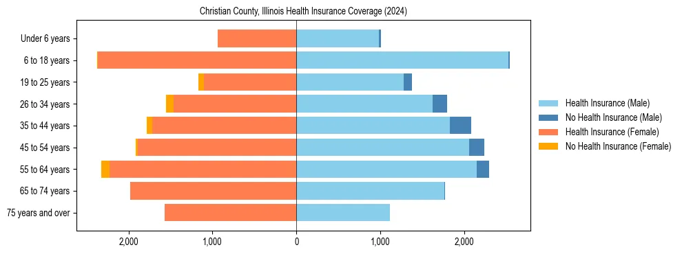 Health insurance pyramid for Christian County, Illinois