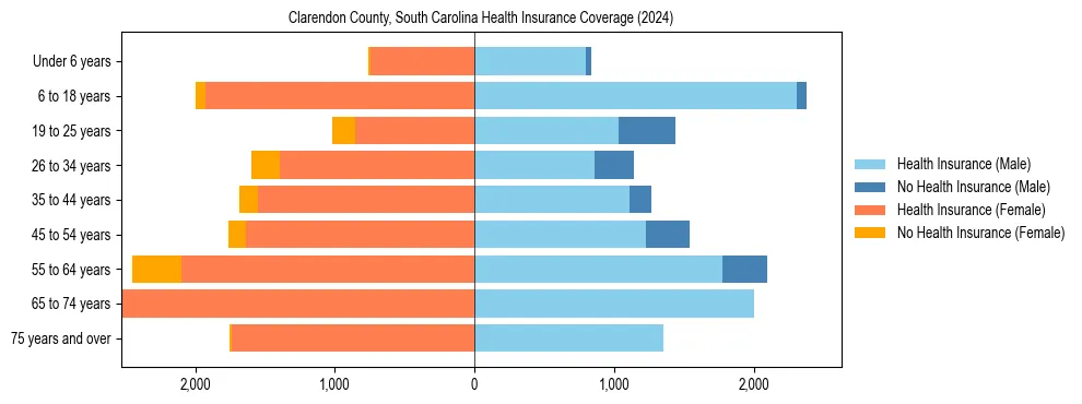 Health insurance pyramid for Clarendon County, South Carolina