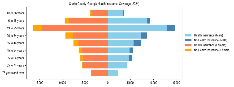 Health insurance pyramid for Clarke County, Georgia