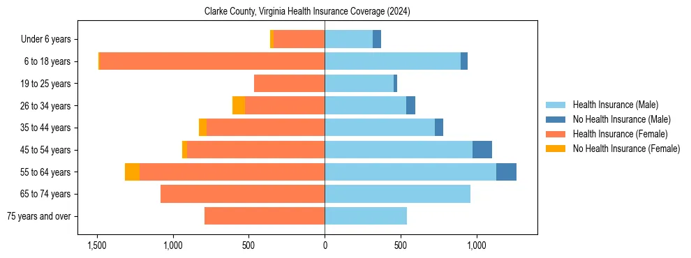 Health insurance pyramid for Clarke County, Virginia