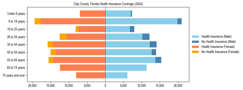 Health insurance pyramid for Clay County, Florida