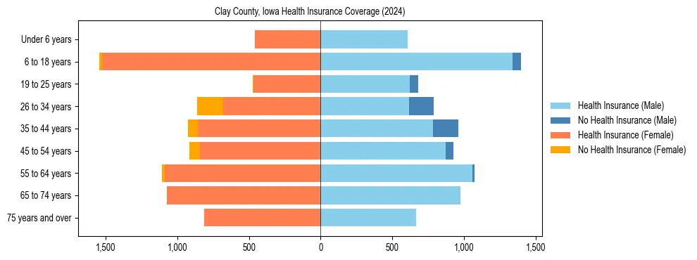 Health insurance pyramid for Clay County, Iowa