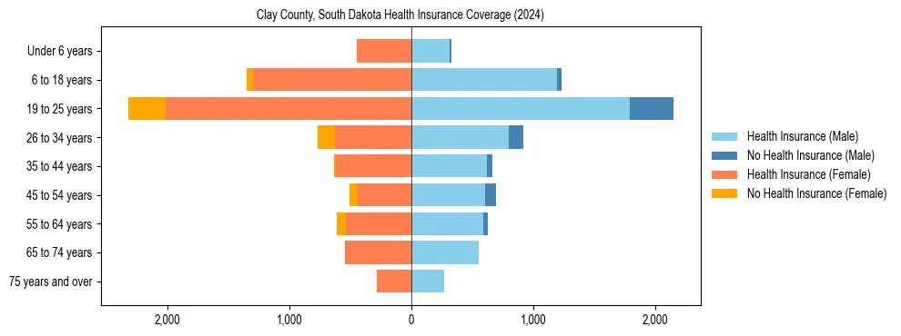 Health insurance pyramid for Clay County, South Dakota