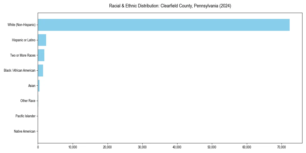 Bar chart showing racial distribution in  for 2024
