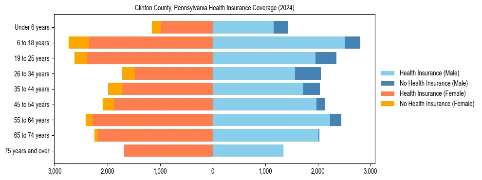 Health insurance pyramid for Clinton County, Pennsylvania