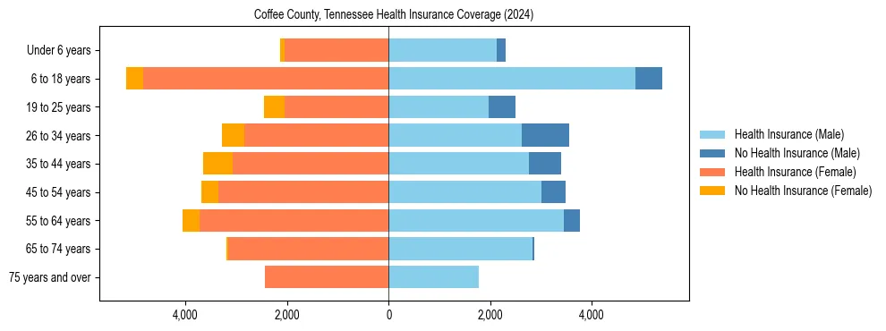 Health insurance pyramid for Coffee County, Tennessee
