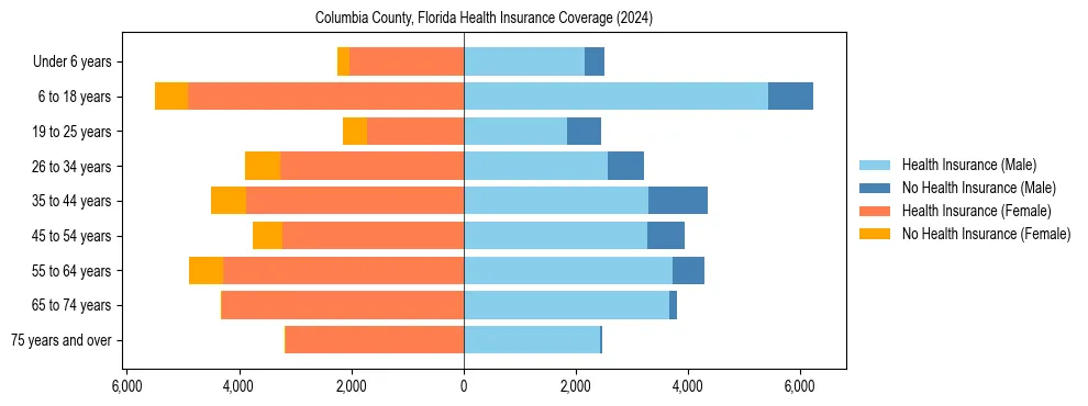 Health insurance pyramid for Columbia County, Florida