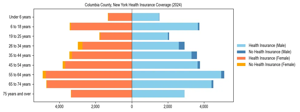 Health insurance pyramid for Columbia County, New York