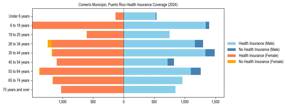 Health insurance pyramid for Comerío Municipio, Puerto Rico