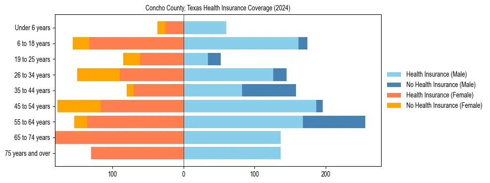 Health insurance pyramid for Concho County, Texas