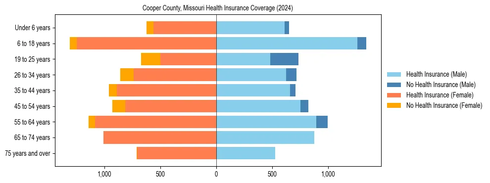 Health insurance pyramid for Cooper County, Missouri
