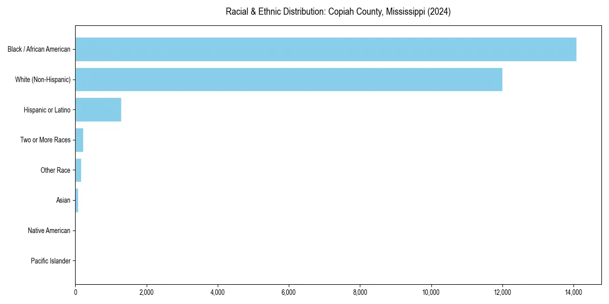 Bar chart showing racial distribution in  for 2024