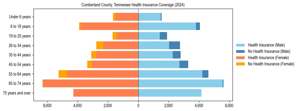 Health insurance pyramid for Cumberland County, Tennessee