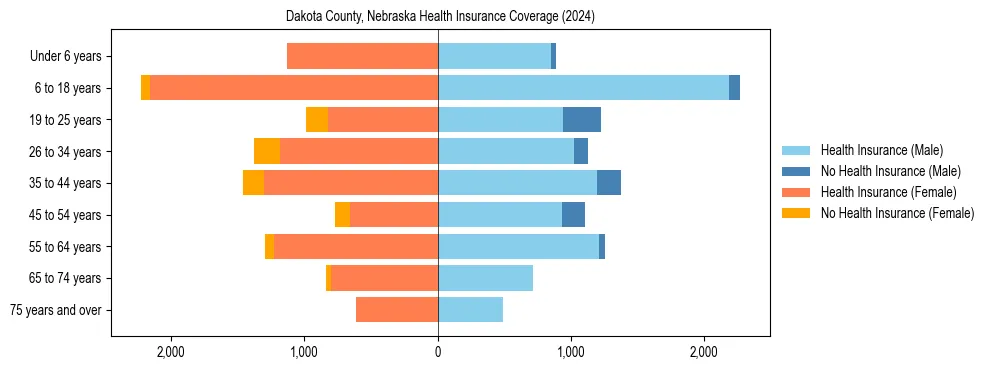 Health insurance pyramid for Dakota County, Nebraska