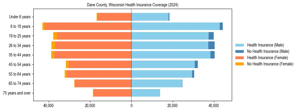 Health insurance pyramid for Dane County, Wisconsin